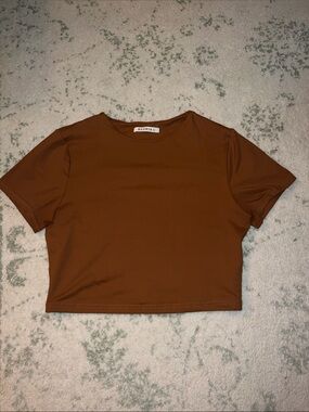 ReoRia Rust Brown Cropped Crewneck Top